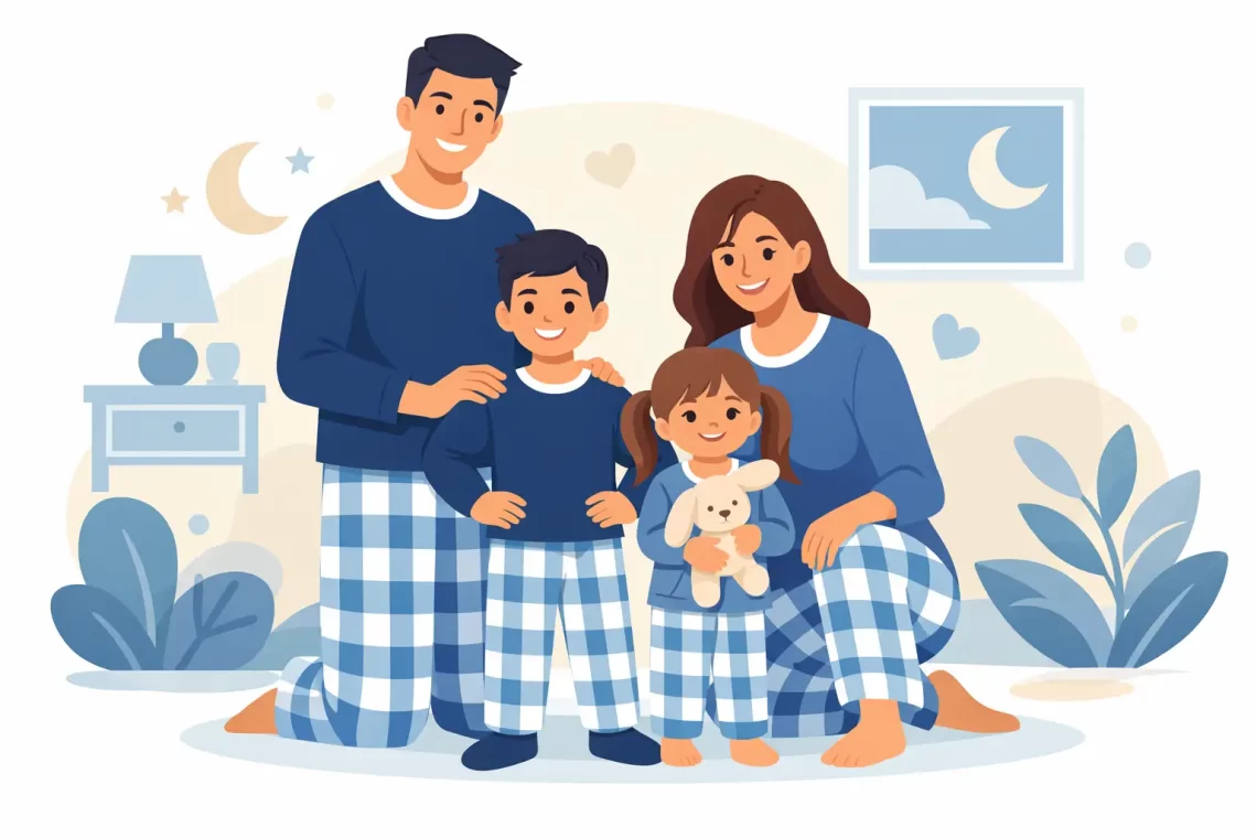 Guia de pijamas combinando em família