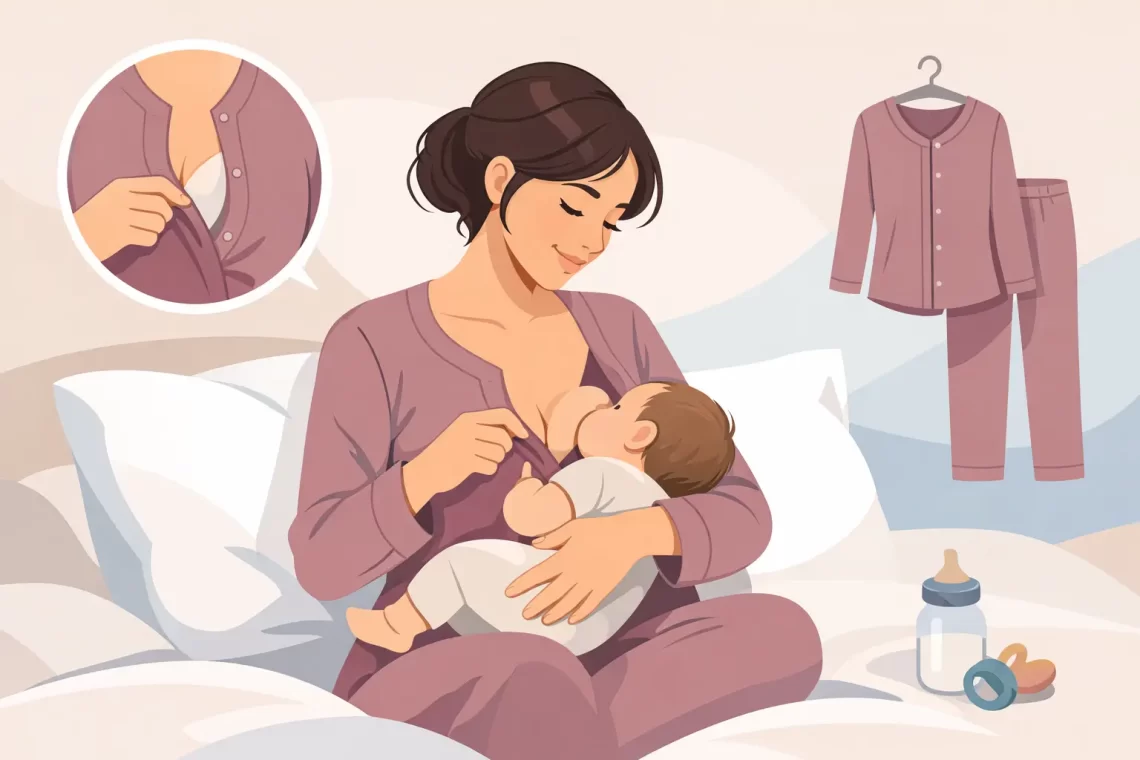 Pijama de amamentação com abertura frontal