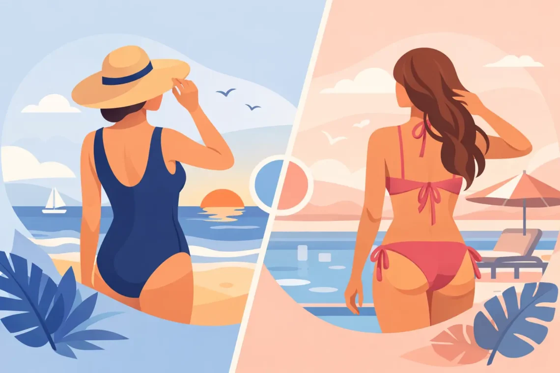 Maiô versus biquíni: qual combina com você?